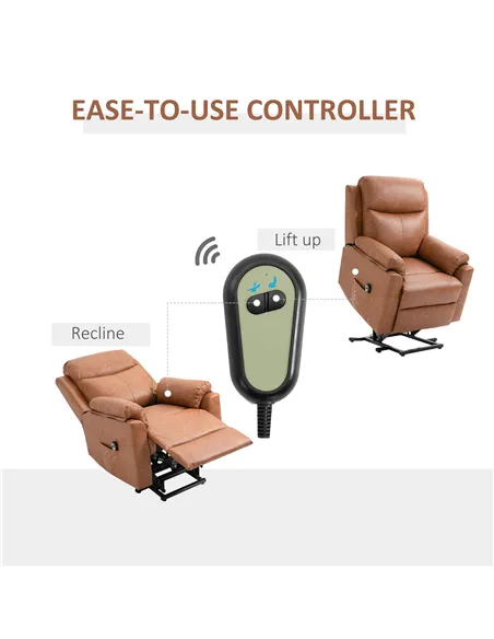 HOMCOM Faux Leather 70° Electric Riser Recliner Chair - Brown