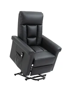 HOMCOM Power Lift Chair Armchair for the Elderly, PU Leather Recliner Chair with Extended Footrest, Remote Control and Side Pock