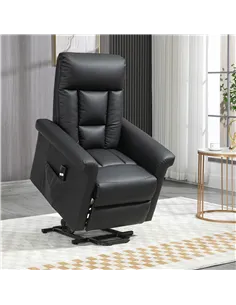 HOMCOM Power Lift Chair Armchair for the Elderly, PU Leather Recliner Chair with Extended Footrest, Remote Control and Side Pock 2