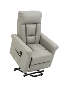 HOMCOM Power Lift Chair Armchair for the Elderly, PU Leather Recliner Chair with Extended Footrest, Remote Control and Side Pock