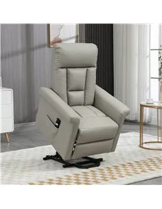 HOMCOM Power Lift Chair Armchair for the Elderly, PU Leather Recliner Chair with Extended Footrest, Remote Control and Side Pock 2
