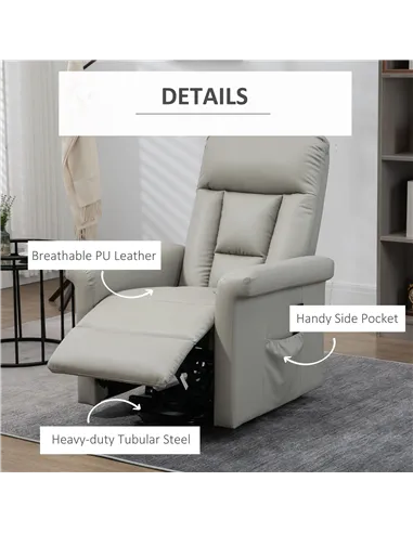 HOMCOM Power Lift Chair Armchair for the Elderly, PU Leather Recliner Chair with Extended Footrest, Remote Control and Side Pock