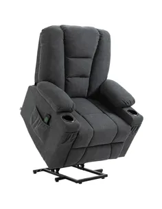 HOMCOM Oversized Riser and Recliner Chairs for the Elderly, Fabric Upholstered Lift Chair for Living Room with Remote Control, S