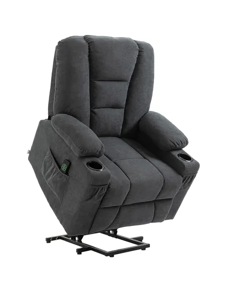HOMCOM Oversized Riser and Recliner Chairs for the Elderly, Fabric Upholstered Lift Chair for Living Room with Remote Control, S