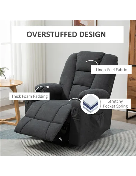 HOMCOM Oversized Riser and Recliner Chairs for the Elderly, Fabric Upholstered Lift Chair for Living Room with Remote Control, S