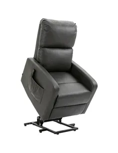 HOMCOM Riser and Recliner Chair for the Elderly, PU Leather Upholstered Lift Chair for Living Room with Remote Control, Side Poc