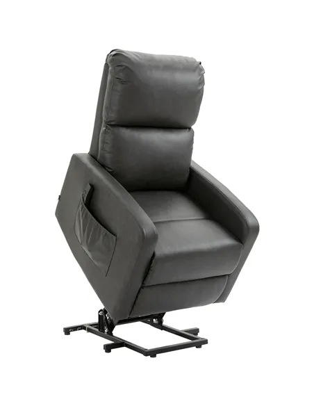 HOMCOM Riser and Recliner Chair for the Elderly, PU Leather Upholstered Lift Chair for Living Room with Remote Control, Side Poc