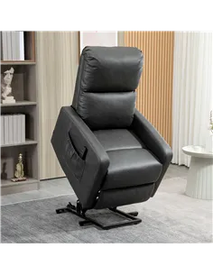 HOMCOM Riser and Recliner Chair for the Elderly, PU Leather Upholstered Lift Chair for Living Room with Remote Control, Side Poc 2