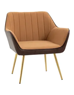 HOMCOM Velvet Armchairs, Upholstered Accent Chairs with Golden Steel Legs, Modern Vanity Chairs for Living Room and Bedroom, Lig