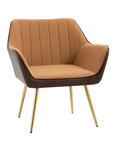 HOMCOM Velvet Armchairs, Upholstered Accent Chairs with Golden Steel Legs, Modern Vanity Chairs for Living Room and Bedroom, Lig