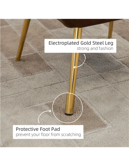 HOMCOM Velvet Armchairs, Upholstered Accent Chairs with Golden Steel Legs, Modern Vanity Chairs for Living Room and Bedroom, Lig