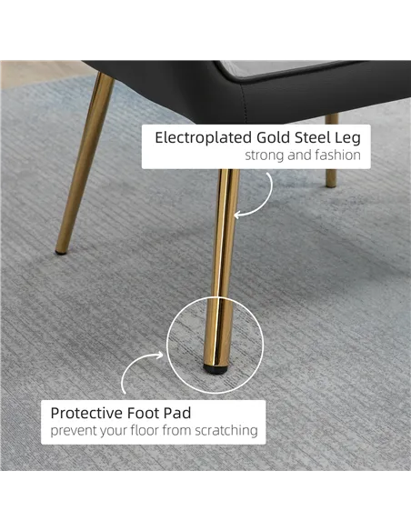 HOMCOM Velvet Armchairs, Upholstered Accent Chairs with Golden Steel Legs, Modern Vanity Chairs for Living Room and Bedroom, Lig