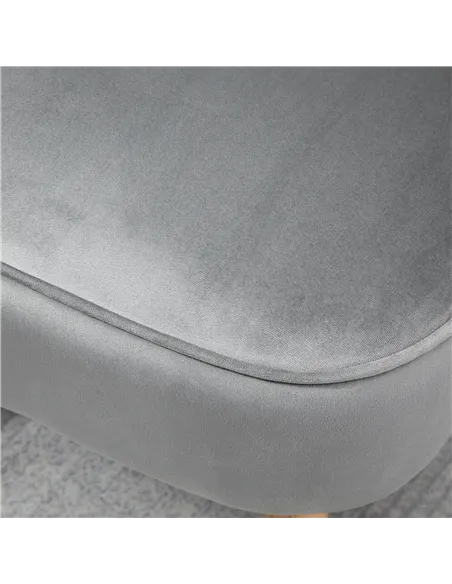 HOMCOM Velvet Accent Chair Occasional Tub Seat Padding Curved Back with Ottoman Wood Frame Legs Home Furniture Light Grey