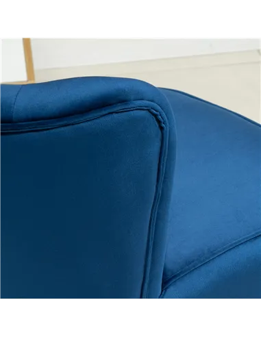 HOMCOM Velvet Accent Chair Occasional Tub Seat Padding Curved Back w/ Ottoman Wood Frame Legs Home Furniture, Dark Blue