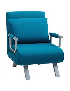 HOMCOM 4-in-1 Faux Suede Chair Bed - Blue
