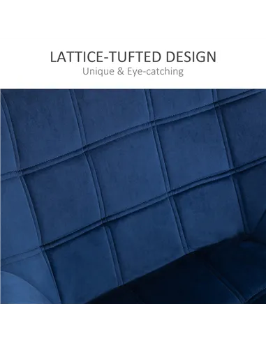 HOMCOM Armchair Accent Chair Wide Arms Slanted Back Padding Steel Frame Wooden Legs Home Bedroom Furniture Seating Blue