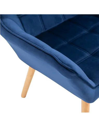 HOMCOM Armchair Accent Chair Wide Arms Slanted Back Padding Steel Frame Wooden Legs Home Bedroom Furniture Seating Blue