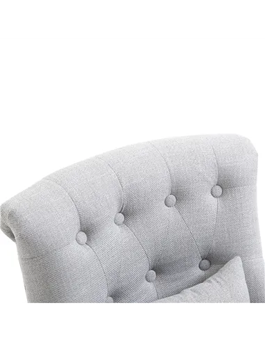 HOMCOM Fabric Single Sofa Dining Chair Tub Chair Upholstered W/ Pillow Solid Wood Leg Home Living Room Furniture Grey