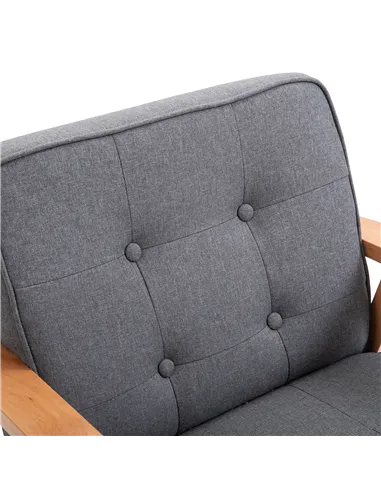 HOMCOM Minimalistic Wooden Frame Accent Chair, with Padded Seat - Dark Grey