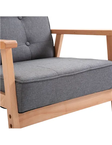 HOMCOM Minimalistic Wooden Frame Accent Chair, with Padded Seat - Dark Grey