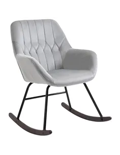 HOMCOM Rocking Chair Reading Accent Armchair with Steel Frame Sponge Padded for Living Room, Dining Room, Office, Balcony, Grey 