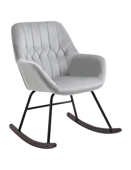 HOMCOM Rocking Chair Reading Accent Armchair with Steel Frame Sponge Padded for Living Room, Dining Room, Office, Balcony, Grey 