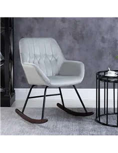 HOMCOM Rocking Chair Reading Accent Armchair with Steel Frame Sponge Padded for Living Room, Dining Room, Office, Balcony, Grey  2