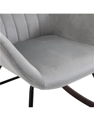 HOMCOM Rocking Chair Reading Accent Armchair with Steel Frame Sponge Padded for Living Room, Dining Room, Office, Balcony, Grey 