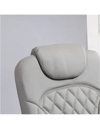 HOMCOM PU Recliner Chair with Footrest, Headrest, Round Wooden Base, Lounge Reading Armchair for Living Room, Bedroom and Office