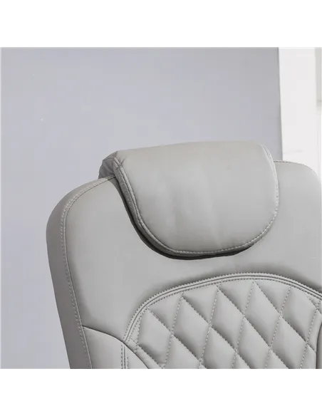 HOMCOM PU Recliner Chair with Footrest, Headrest, Round Wooden Base, Lounge Reading Armchair for Living Room, Bedroom and Office