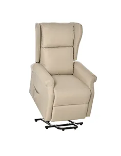 HOMCOM Power Lift Recliner Armchair, Electric Lift Chair for Elderly, Fabric Riser and Reclining Chair with Remote Control, Side