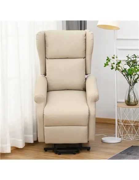 HOMCOM Power Lift Recliner Armchair, Electric Lift Chair for Elderly, Fabric Riser and Reclining Chair with Remote Control, Side