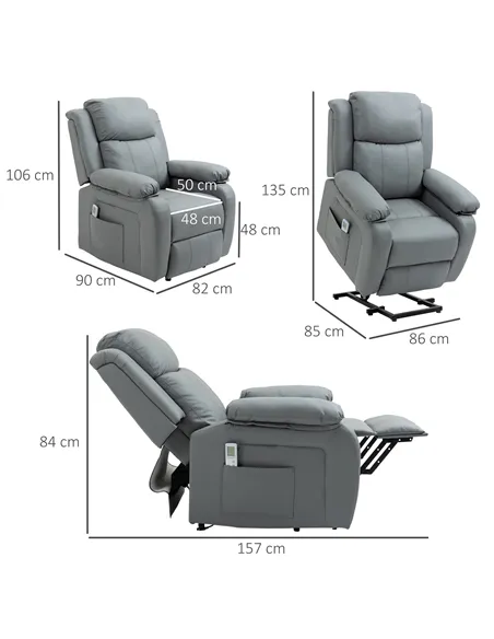HOMCOM Riser and Recliner Chair with Massage, Heat, Power Lift Recliner Chair for Elderly with Remote Control, Extended Footrest