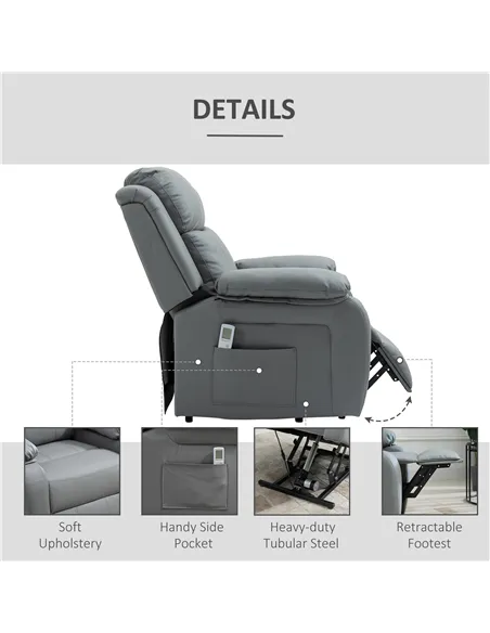 HOMCOM Riser and Recliner Chair with Massage, Heat, Power Lift Recliner Chair for Elderly with Remote Control, Extended Footrest