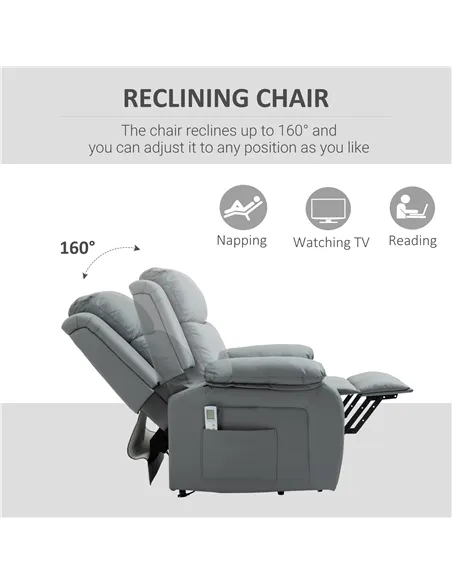 HOMCOM Riser and Recliner Chair with Massage, Heat, Power Lift Recliner Chair for Elderly with Remote Control, Extended Footrest
