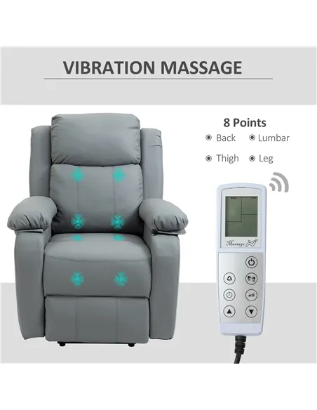 HOMCOM Riser and Recliner Chair with Massage, Heat, Power Lift Recliner Chair for Elderly with Remote Control, Extended Footrest