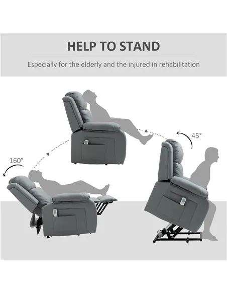 HOMCOM Riser and Recliner Chair with Massage, Heat, Power Lift Recliner Chair for Elderly with Remote Control, Extended Footrest