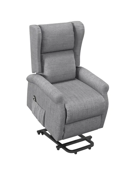 HOMCOM Power Lift Recliner Armchair, Electric Lift Chair for Elderly, Fabric Riser and Reclining Chair with Remote Control, Side