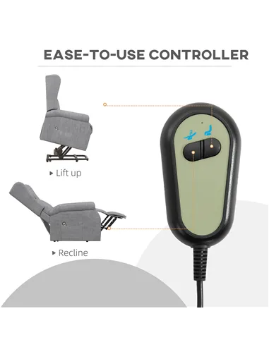 HOMCOM Power Lift Recliner Armchair, Electric Lift Chair for Elderly, Fabric Riser and Reclining Chair with Remote Control, Side