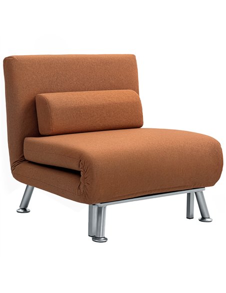 HOMCOM Single Linen-Feel Sleeper Chair - Coffee