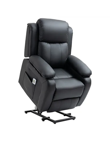 HOMCOM Riser and Recliner Chair with Massage, Power Lift Recliner Chair for Elderly with Remote Control, Extended Footrest, Dual