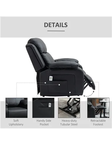 HOMCOM Riser and Recliner Chair with Massage, Power Lift Recliner Chair for Elderly with Remote Control, Extended Footrest, Dual