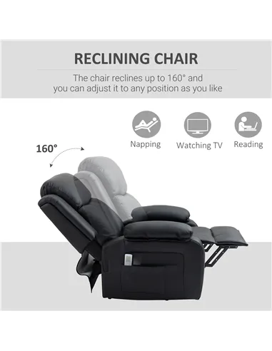 HOMCOM Riser and Recliner Chair with Massage, Power Lift Recliner Chair for Elderly with Remote Control, Extended Footrest, Dual