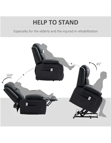 HOMCOM Riser and Recliner Chair with Massage, Power Lift Recliner Chair for Elderly with Remote Control, Extended Footrest, Dual