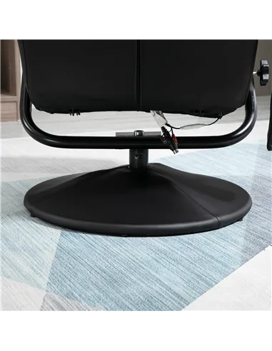 HOMCOM Swivel Recliner Chair and Footstool, Faux Leather Massage Recliner Armchair with Remote Control and Round Wrapped Base, B