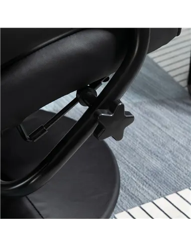 HOMCOM Swivel Recliner Chair and Footstool, Faux Leather Massage Recliner Armchair with Remote Control and Round Wrapped Base, B