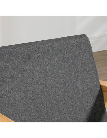 HOMCOM Fabric Accent Chair for Living Room, Arm Chair with Rubber Wood Frame and Padded Cushion, Dark Grey