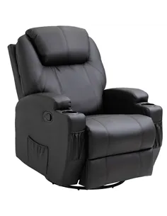 HOMCOM Recliner Chair, Recliner Massage Rocker Chair with 360° Rotate, 165° Reclining Function, Adjustable Footrest, Swivel Armc