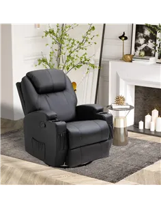 HOMCOM Recliner Chair, Recliner Massage Rocker Chair with 360° Rotate, 165° Reclining Function, Adjustable Footrest, Swivel Armc 2
