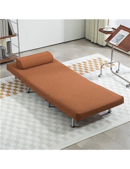 HOMCOM Single Linen-Feel Sleeper Chair - Coffee